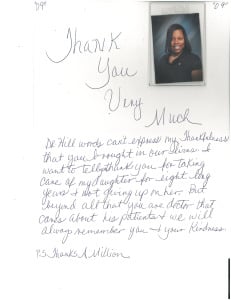 thank you note from a patient after a pediatric surgery